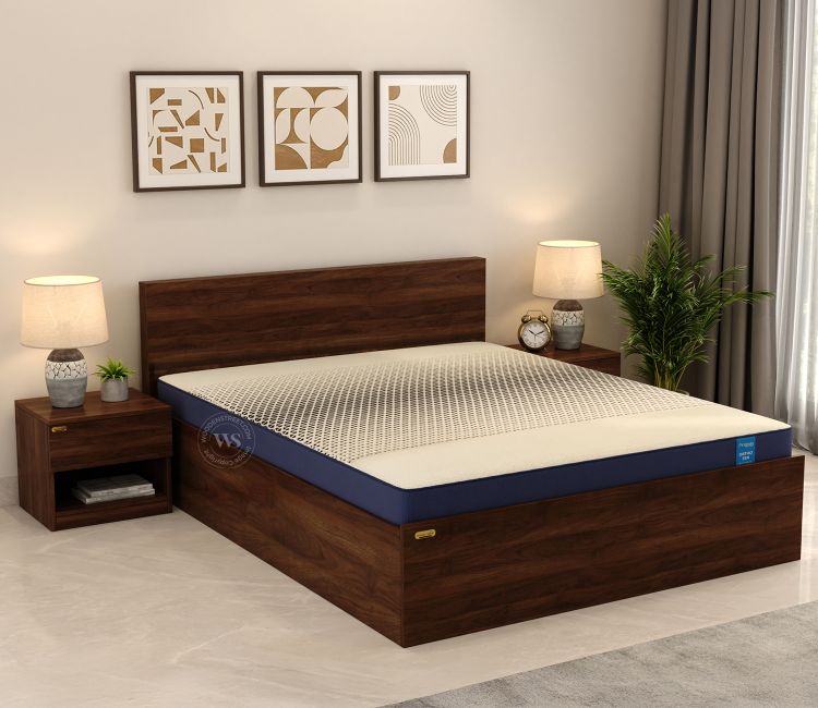 Clemency Storage Bed with Mattress (Queen Size, 75L x 60W, 6-Inch, Columbian Walnut Finish)