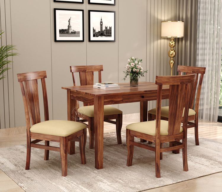 Sheesham Wood Dining Table 4 Seater In Honey Finish - Wooden Street