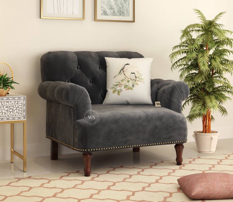 Parker 1 Seater Sofa (Velvet, Graphite Grey)