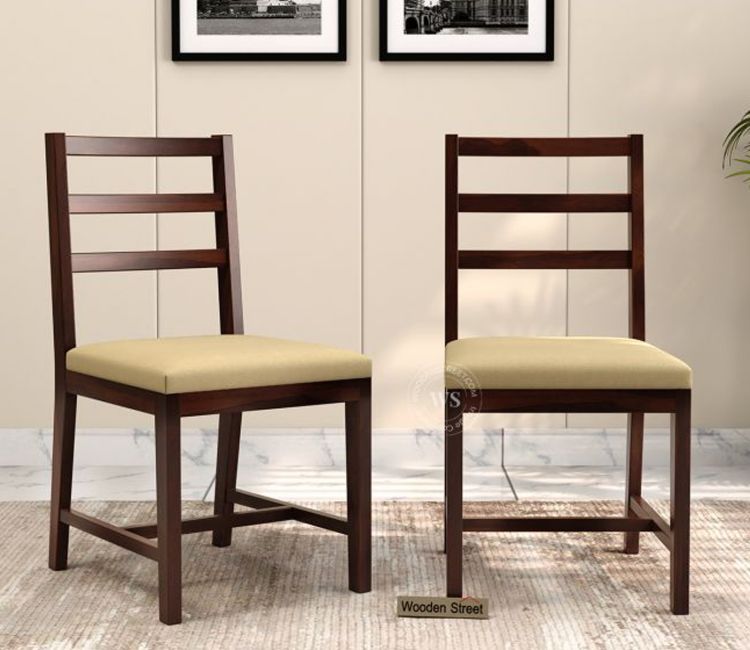 Calabria Sheesham Wood Dining Chairs Set of 2 (Walnut Finish)