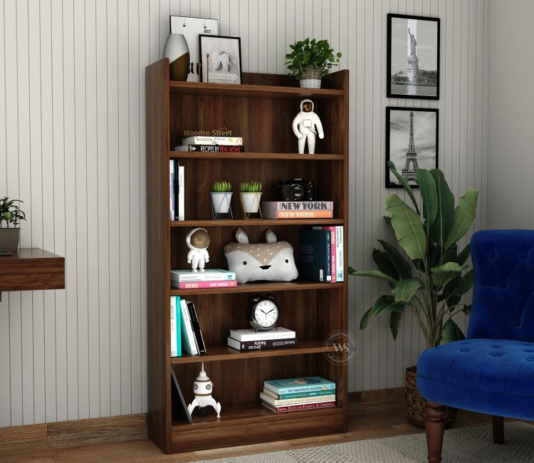 Arcane Engineered Wood Book Shelf With Multiple Storage Space (Columbian Walnut Finish)