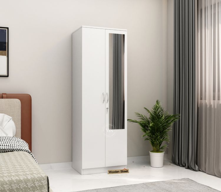 Lillian 2 Door Wardrobe With Mirror (Frosty White Finish)