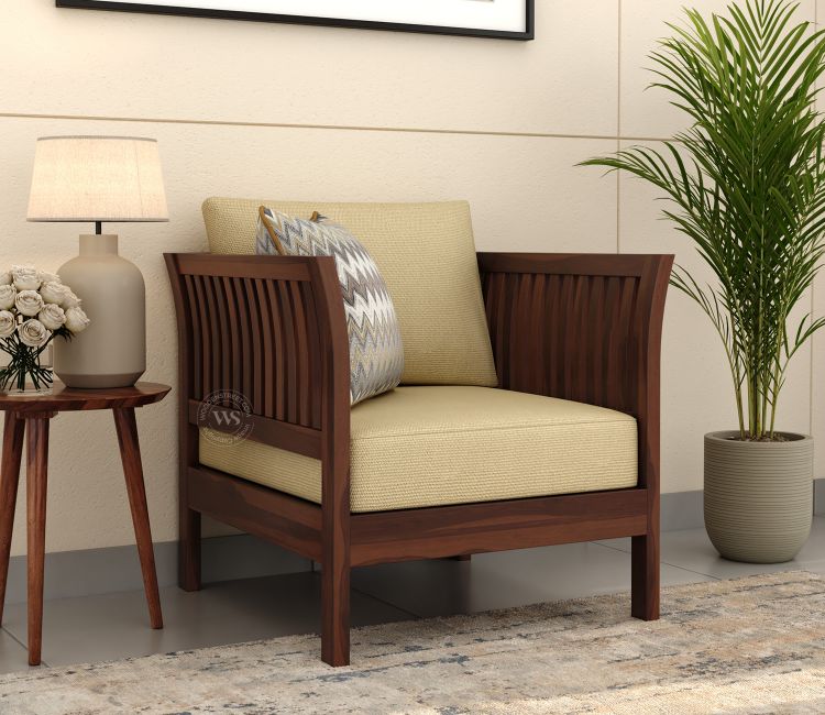 Raiden 1 Seater Wooden Sofa (Walnut Finish)