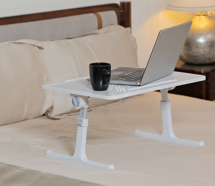 Nerdy Height Adjustable and Foldable Engineered Wood Breakfast, Study and Laptop Table (Silver)