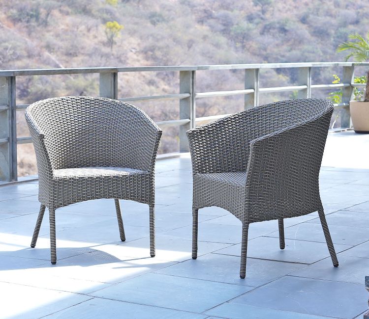 Vatican Wicker Outdoor Garden Chairs -Set of 2 (Golden White)