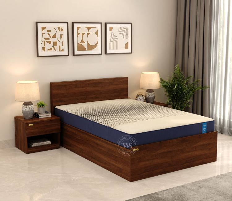 Clemency Storage Bed with Mattress (Double Size, Columbian Walnut Finish)