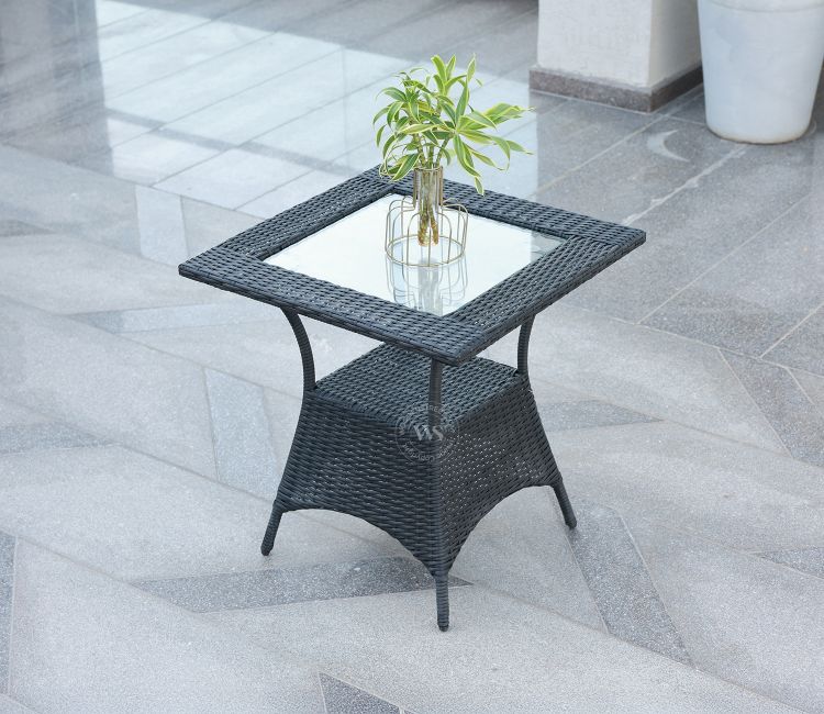Vatican Wicker Outdoor Garden Table Small (Black)