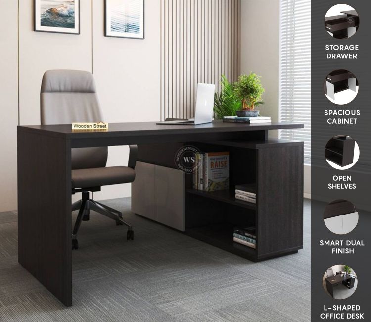 Elif Executive Table with Storage | office table designs | modern office table