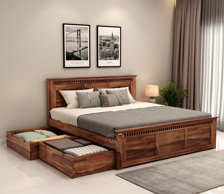 King Size Bed Online | Wooden Double Bed With Storage | Dabal Bed Price In India