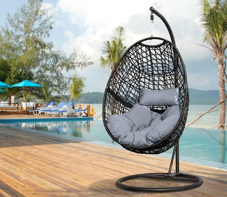 Noah Powder coated iron Swing Chair (Grey)