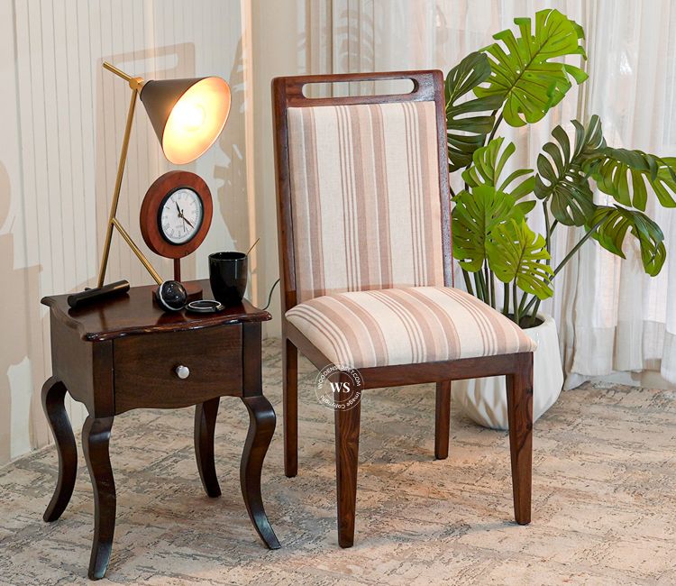 Buy Sheesham Wood Dining Chair with Luxurious Cotton Upholstery