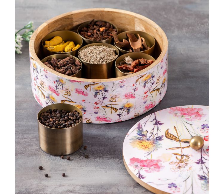 wooden spice box online low price, bangalore, mumbai, chennai
