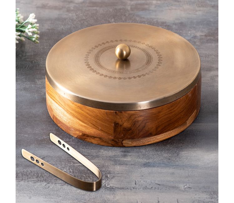 casserole set - Wooden Chapati Box for Kitchen Hot Pot Casserole for Roti Server Tableware Serving Hot Case Roti Dabba with Lid in bangalore, hyderabad, chennai