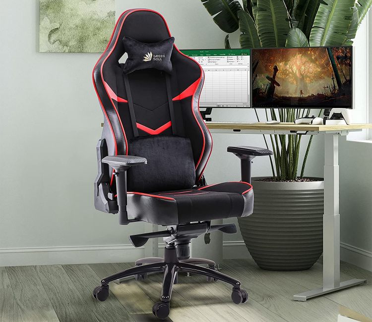 Monster T Spandex Fabric And PU Leather Frog Mechanism Gaming Chair (Red)