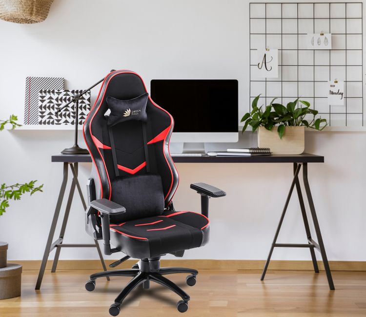 Ergonomic Gaming Chair with Deer Mechanism in Bold Red Design, Green Soul chair