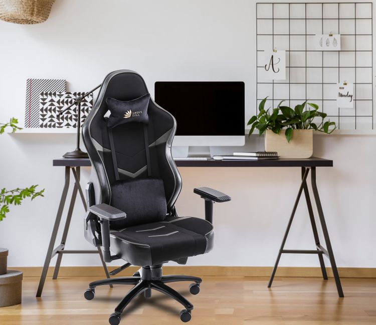 Grey Monster S Gaming Chair: Deer Mechanism, Spandex Fabric, and PU Leather, Green Soul chair