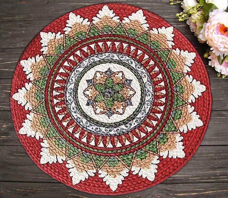 Multicolour Cotton Braided Round Table Placemats - Set of 6