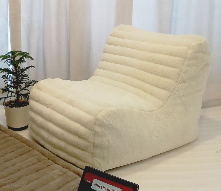 Bean Bag Chair Cover - Shop XXXL Stripes Fur Bean Bag Chairs For Adults Couch Sofa in White Colour