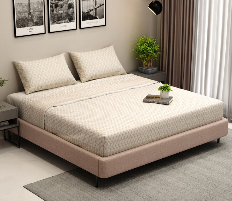 200 TC Double Bed Sheet - Alys Positional Percale Cotton Bedsheet 