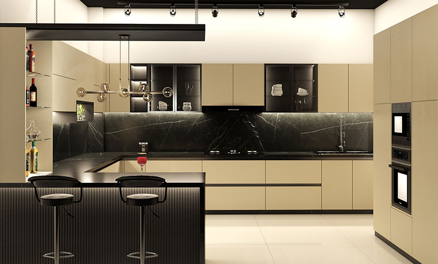 Radiance U Shape Kitchen Design - Wooden street